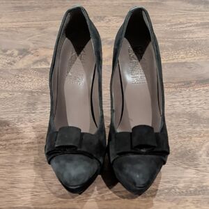 MRKT Claire Black Suede Bow Heels